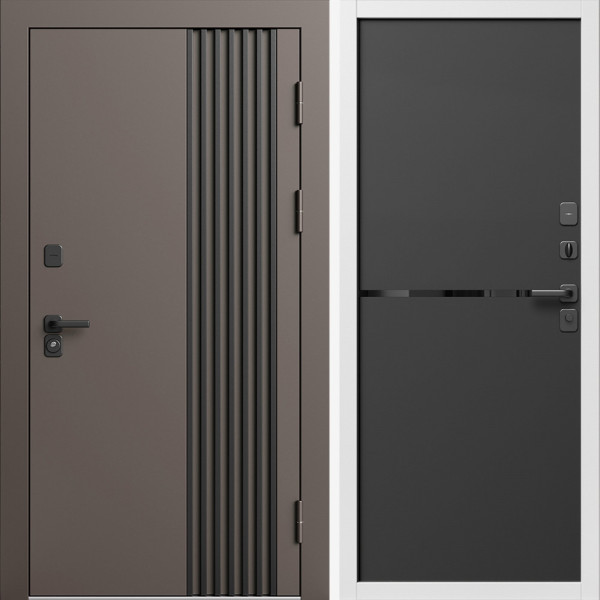 Входная дверь Termo-Door Фортис Ral 8019 - Белый Короб Изнутри Нео Black