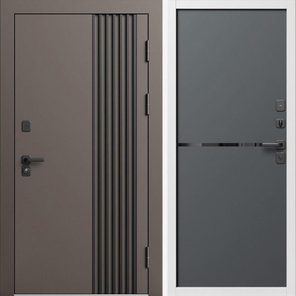 Входная дверь Termo-Door Фортис Ral 8019 - Белый Короб Изнутри Нео Графит