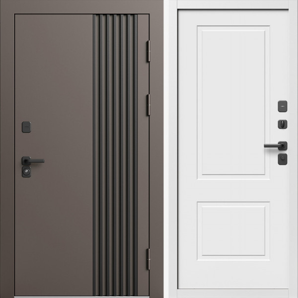 Входная дверь Termo-Door Фортис Ral 8019 - Белый Короб Изнутри Нео Классика Белый Софт