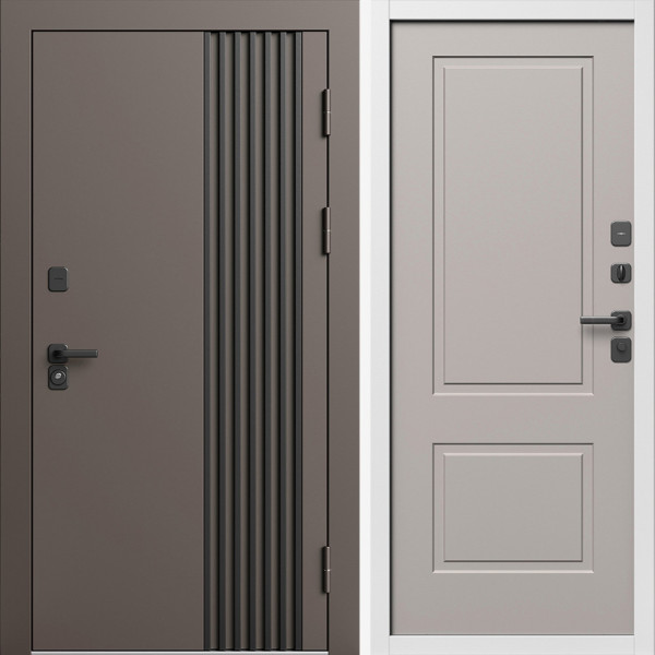 Входная дверь Termo-Door Фортис Ral 8019 - Белый Короб Изнутри Нео Классика Капучино