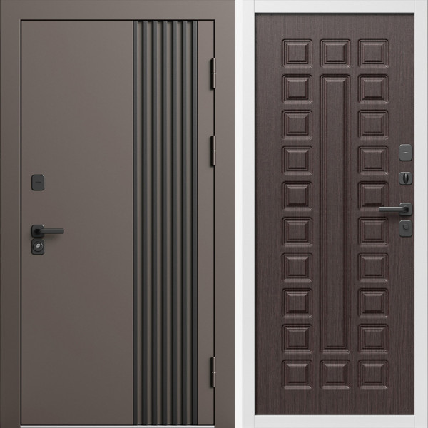 Входная дверь Termo-Door Фортис Ral 8019 - Белый Короб Изнутри Престиж венге