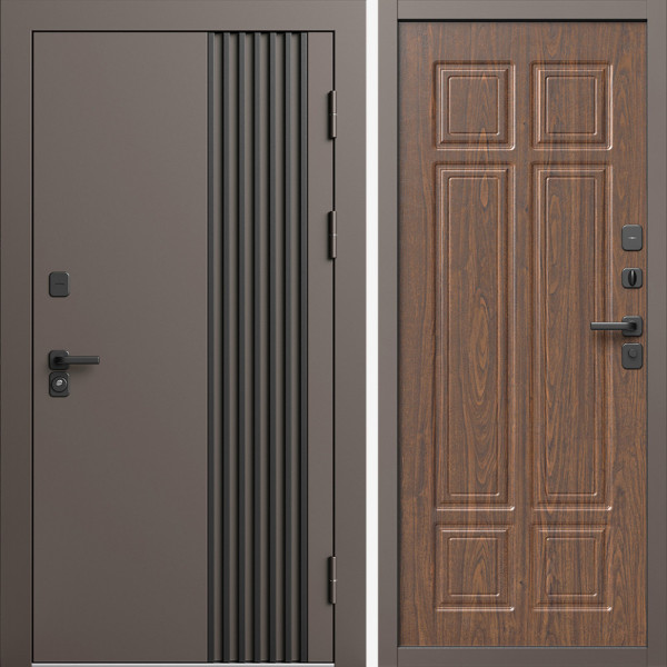 Входная дверь Termo-Door Фортис Ral 8019 - Без серии Орех премиум