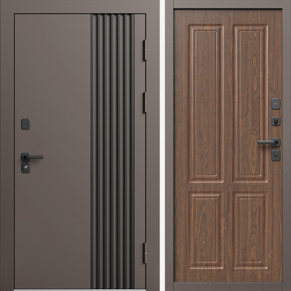 Входная дверь Termo-Door Фортис Ral 8019 - Без серии Орех стандарт