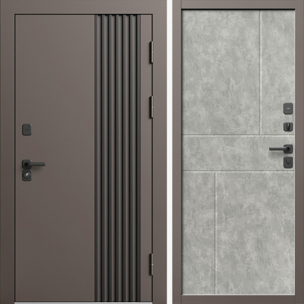 Входная дверь Termo-Door Фортис Ral 8019 - Горизонт бетон светлый