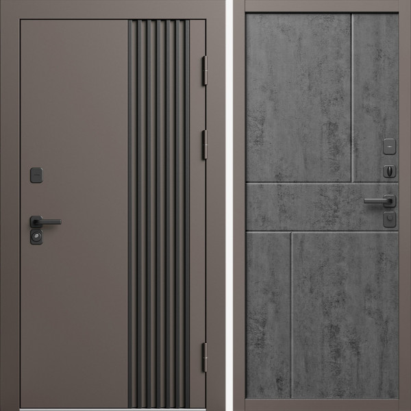 Входная дверь Termo-Door Фортис Ral 8019 - Горизонт бетон темный