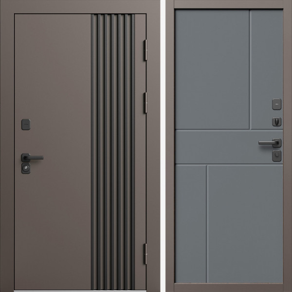 Входная дверь Termo-Door Фортис Ral 8019 - Горизонт Grey софт