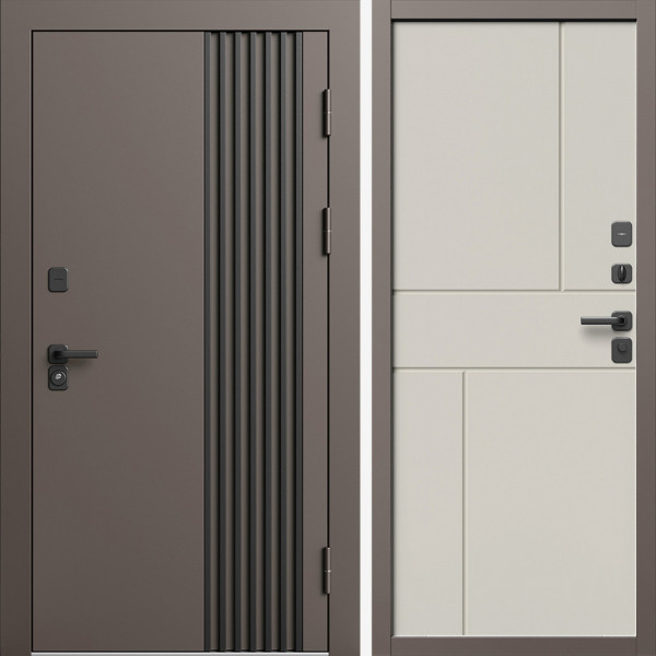 Входная дверь Termo-Door Фортис Ral 8019 - Горизонт Слоновая кость