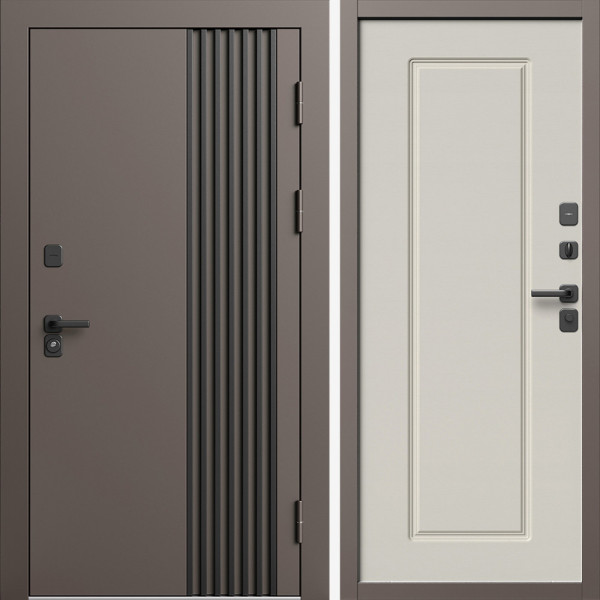 Входная дверь Termo-Door Фортис Ral 8019 - Гранд Слоновая кость