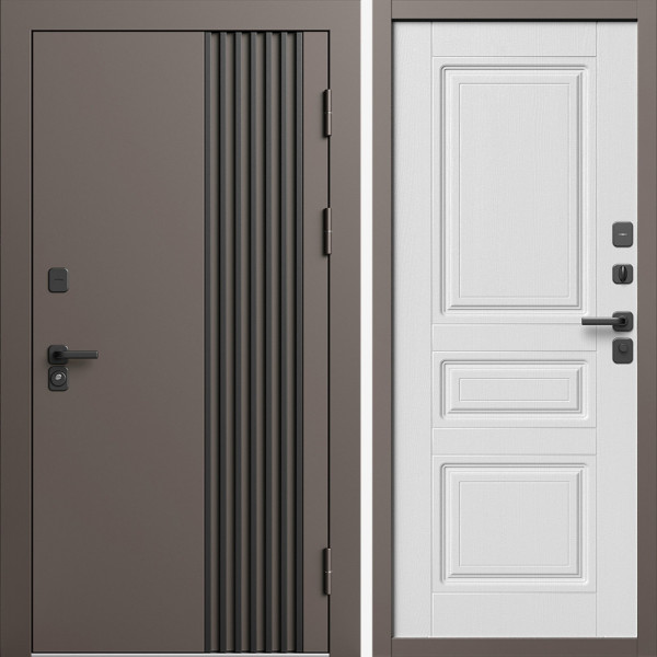 Входная дверь Termo-Door Фортис Ral 8019 - Классика белое дерево