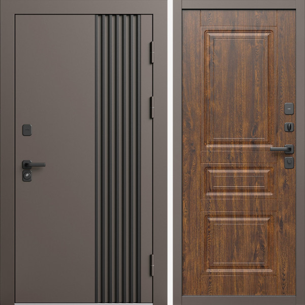 Входная дверь Termo-Door Фортис Ral 8019 - Классика дуб