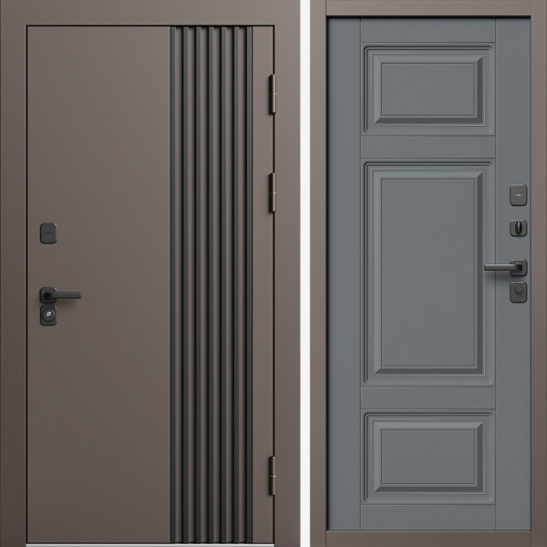 Входная дверь Termo-Door Фортис Ral 8019 - Лион Grey софт