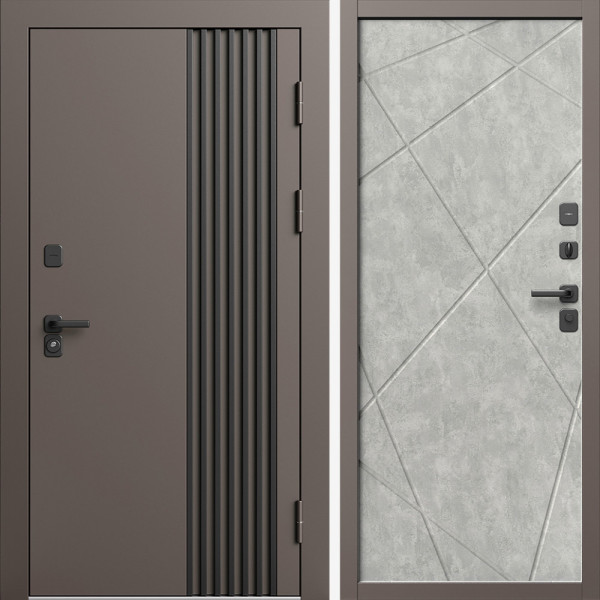 Входная дверь Termo-Door Фортис Ral 8019 - Лучи бетон светлый