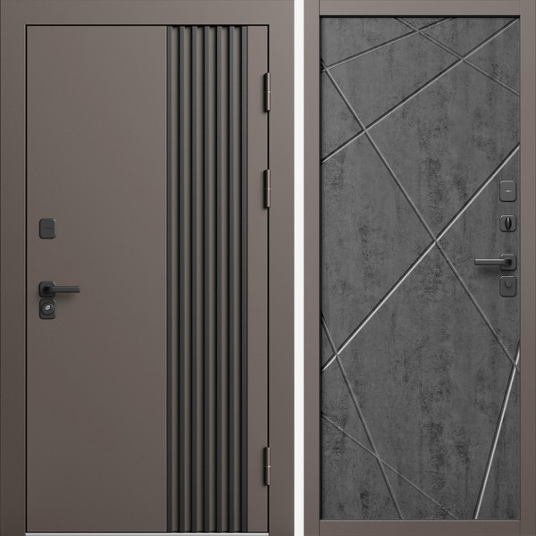 Входная дверь Termo-Door Фортис Ral 8019 - Лучи бетон темный