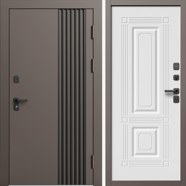 Входная дверь Termo-Door Фортис Ral 8019 - Мадрид Белый софт