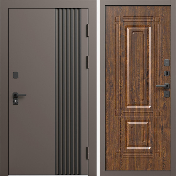 Входная дверь Termo-Door Фортис Ral 8019 - Мадрид Дуб
