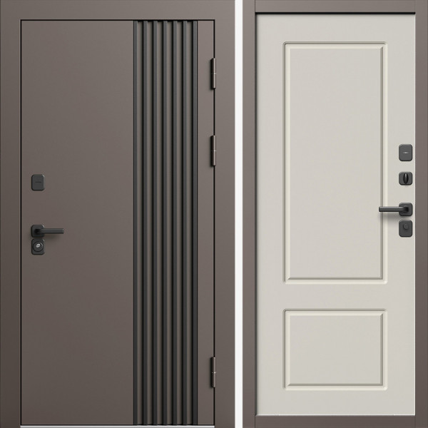 Входная дверь Termo-Door Фортис Ral 8019 - Марсель Слоновая кость