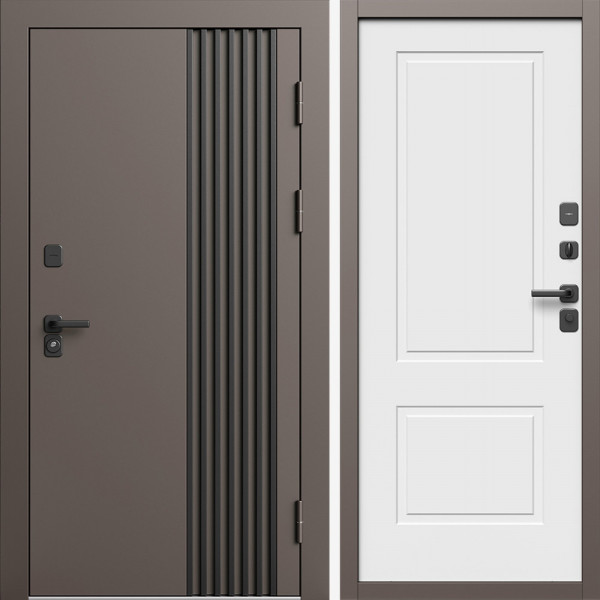 Входная дверь Termo-Door Фортис Ral 8019 - Нео Классика Белый Софт