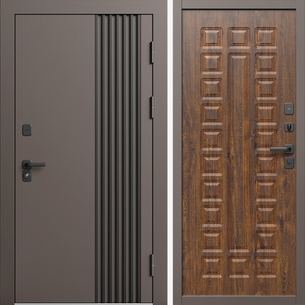 Входная дверь Termo-Door Фортис Ral 8019 - Престиж дуб