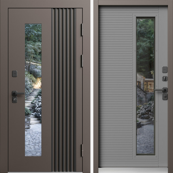 Входная дверь Termo-Door Фортис Ral 8019 Со Стеклопакетом - grey soft