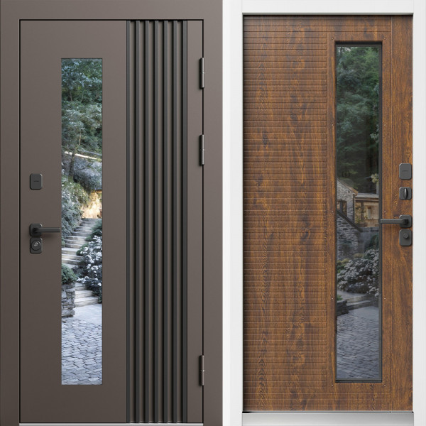 Входная дверь Termo-Door Фортис Ral 8019 Со Стеклопакетом - White дуб