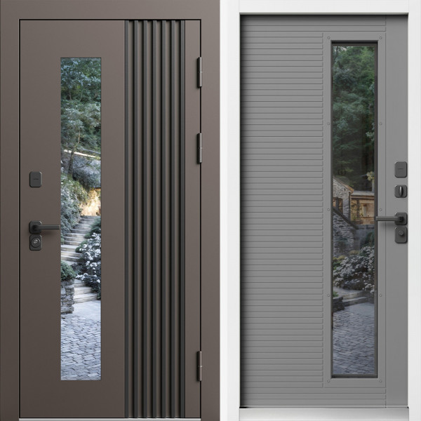 Входная дверь Termo-Door Фортис Ral 8019 Со Стеклопакетом - White grey soft