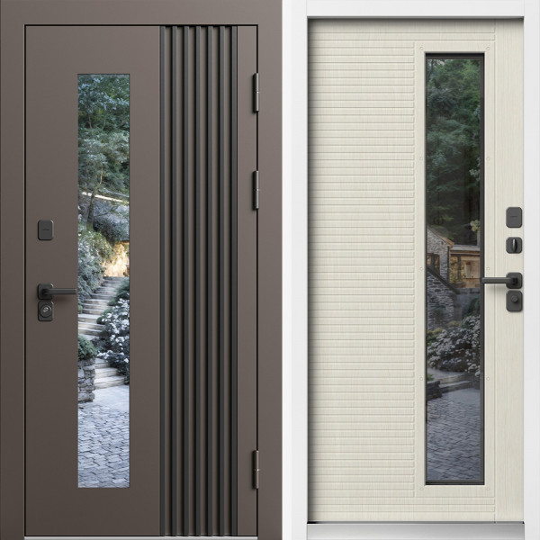 Входная дверь Termo-Door Фортис Ral 8019 Со Стеклопакетом - White лиственница