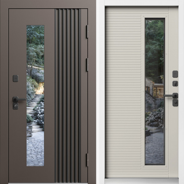 Входная дверь Termo-Door Фортис Ral 8019 Со Стеклопакетом - White слоновая кость