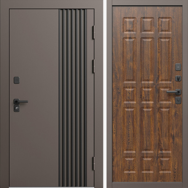 Входная дверь Termo-Door Фортис Ral 8019 - Спарта дуб
