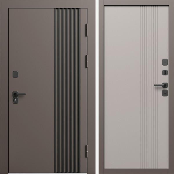 Входная дверь Termo-Door Фортис Ral 8019 - Страйп Капучино