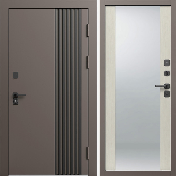 Входная дверь Termo-Door Фортис Ral 8019 - Зеркало лиственница