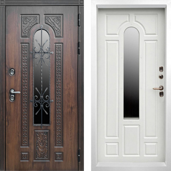 Входная дверь Termo-Door Лацио Дуб - Белый Короб Изнутри Белый софт