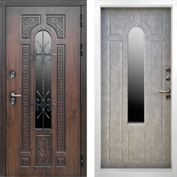 Входная дверь Termo-Door Лацио Дуб - Белый Короб Изнутри Бетон светлый