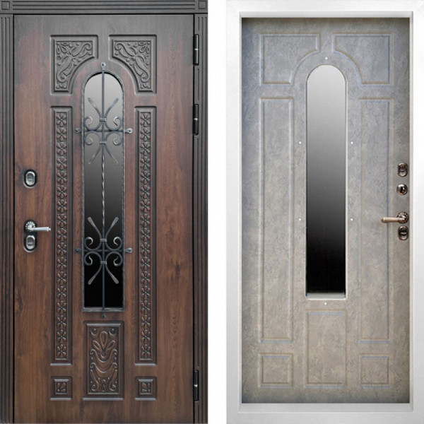 Входная дверь Termo-Door Лацио Дуб - Белый Короб Изнутри Бетон светлый