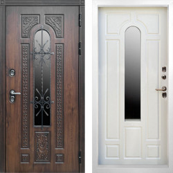 Входная дверь Termo-Door Лацио Дуб - Белый Короб Изнутри Бежевый матовый