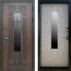 Входная дверь Termo-Door Лацио Дуб - Черный Короб Изнутри Бетон светлый