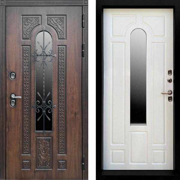 Входная дверь Termo-Door Лацио Дуб - Черный Короб Изнутри Бежевый матовый