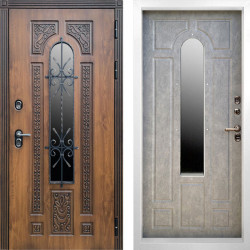 Входная дверь Termo-Door Лацио Орех - Белый Короб Изнутри Бетон светлый