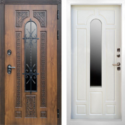 Входная дверь Termo-Door Лацио Орех - Белый Короб Изнутри Бежевый матовый