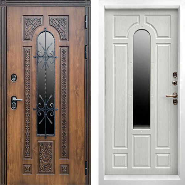 Входная дверь Termo-Door Лацио Орех - Белый Короб Изнутри Лиственница