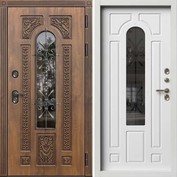 Входная дверь Termo-Door Лацио Орех - Белый Короб Изнутри софт