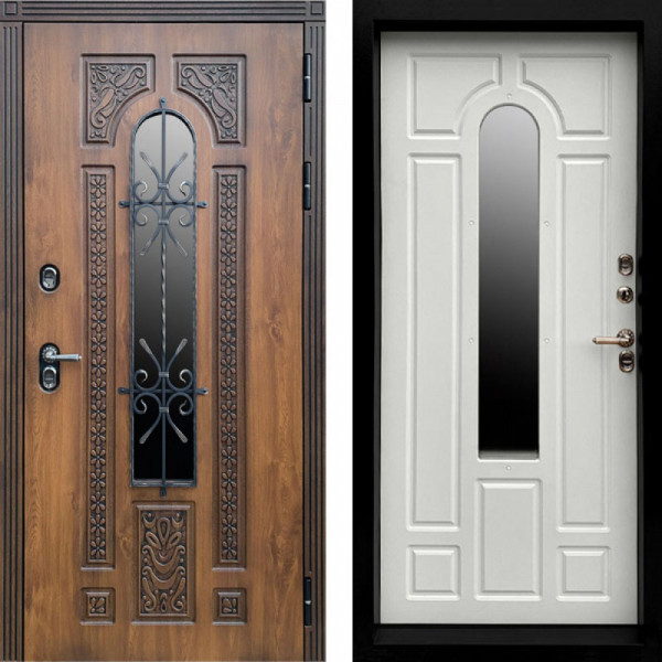 Входная дверь Termo-Door Лацио Орех - Черный Короб Изнутри Белый софт