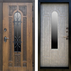 Входная дверь Termo-Door Лацио Орех - Черный Короб Изнутри Бетон светлый