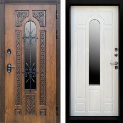 Входная дверь Termo-Door Лацио Орех - Черный Короб Изнутри Бежевый матовый