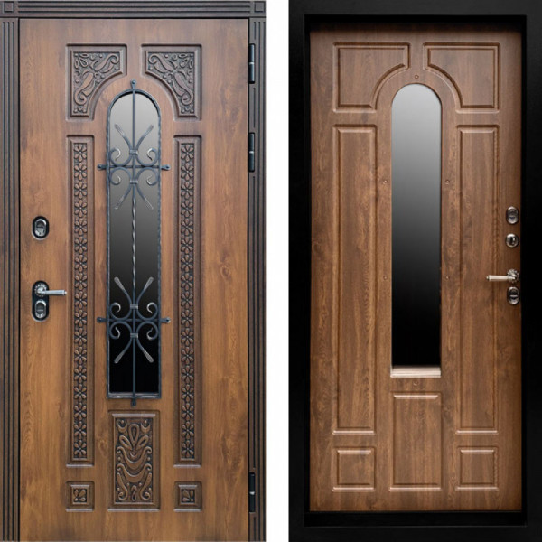 Входная дверь Termo-Door Лацио Орех - Черный Короб Изнутри Дуб