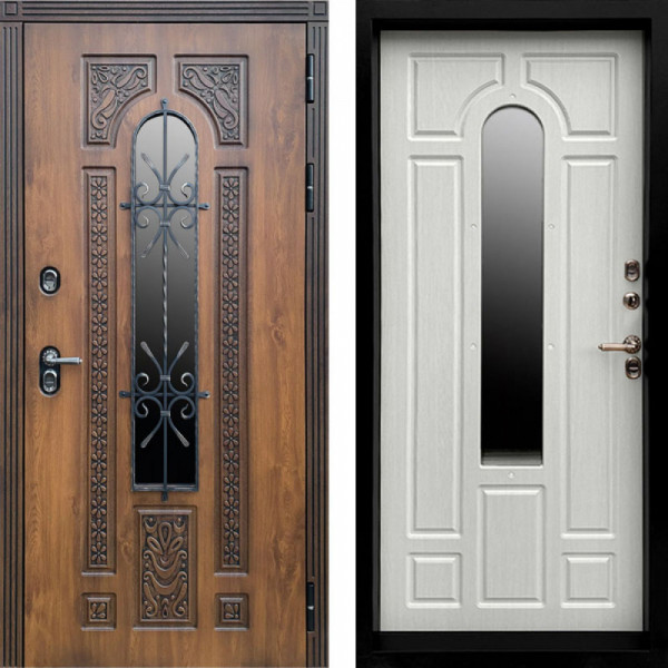 Входная дверь Termo-Door Лацио Орех - Черный Короб Изнутри Лиственница