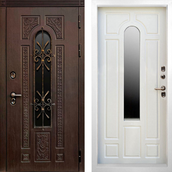 Входная дверь Termo-Door Лацио Венге - Белый Короб Изнутри Бежевый матовый