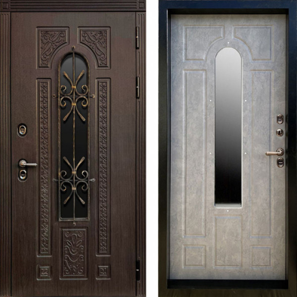 Входная дверь Termo-Door Лацио Венге - Черный Короб Изнутри Бетон светлый