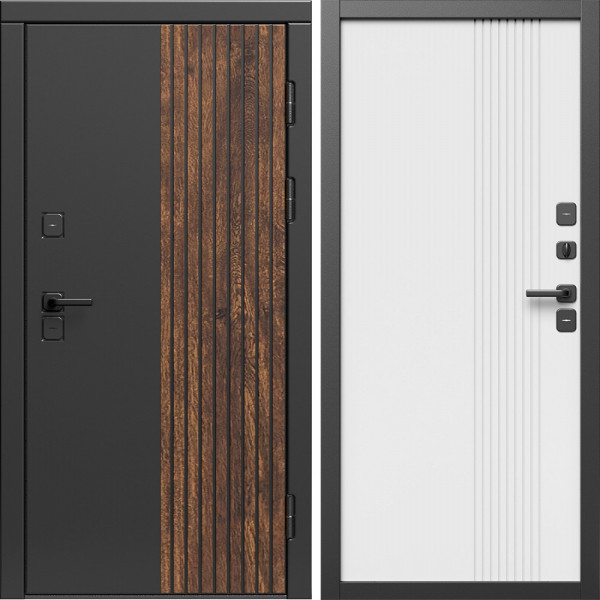 Входная дверь Termo-Door Премиум Форт Дуб - Страйп Белый Софт