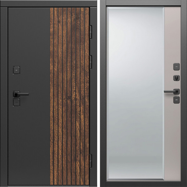 Входная дверь Termo-Door Премиум Форт Дуб - Зеркало Фацет Капучино