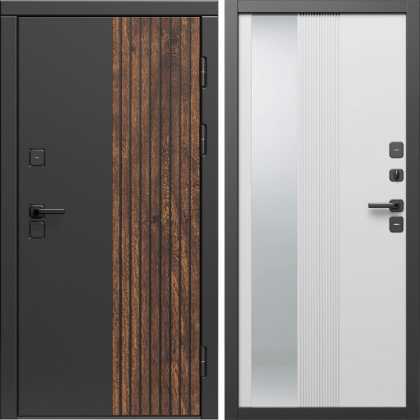 Входная дверь Termo-Door Премиум Форт Дуб - Зеркало Люмис Белый Софт